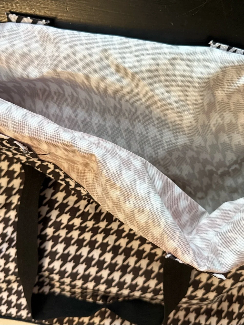 Black & White Houndstooth Travel/Duffel Bag